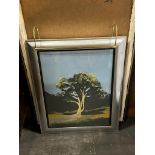 Landscape Lithograph Print Framed Depicting A Tree 62 x 76cm