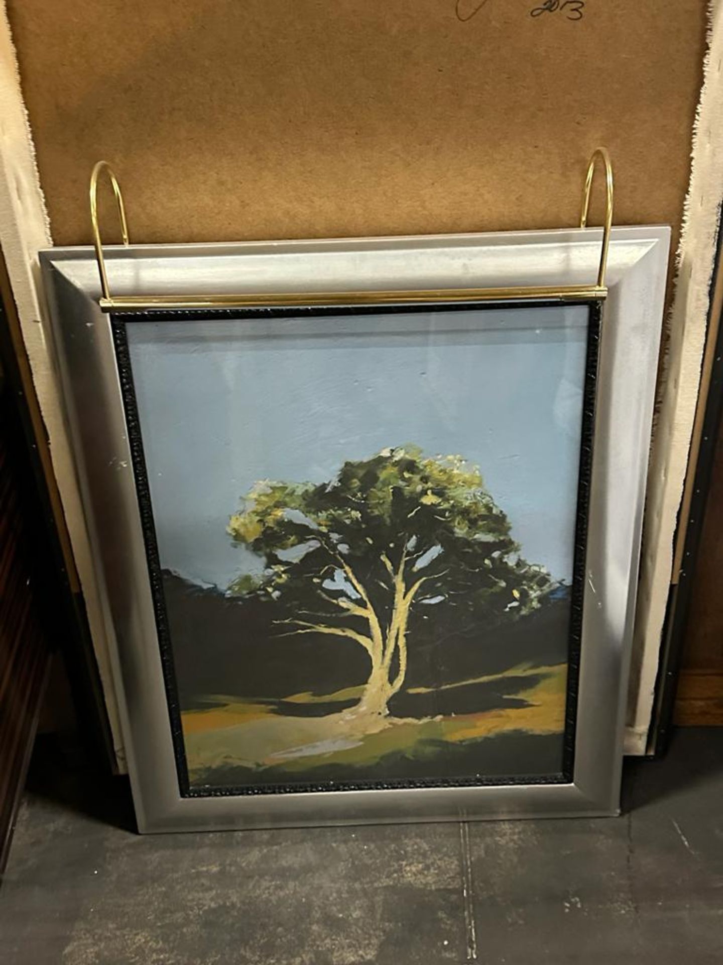 Landscape Lithograph Print Framed Depicting A Tree 62 x 76cm