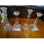 A Set Of 4 x 24% Lead Crystal Candle Holders 2 x 23cm 2 x 20cm