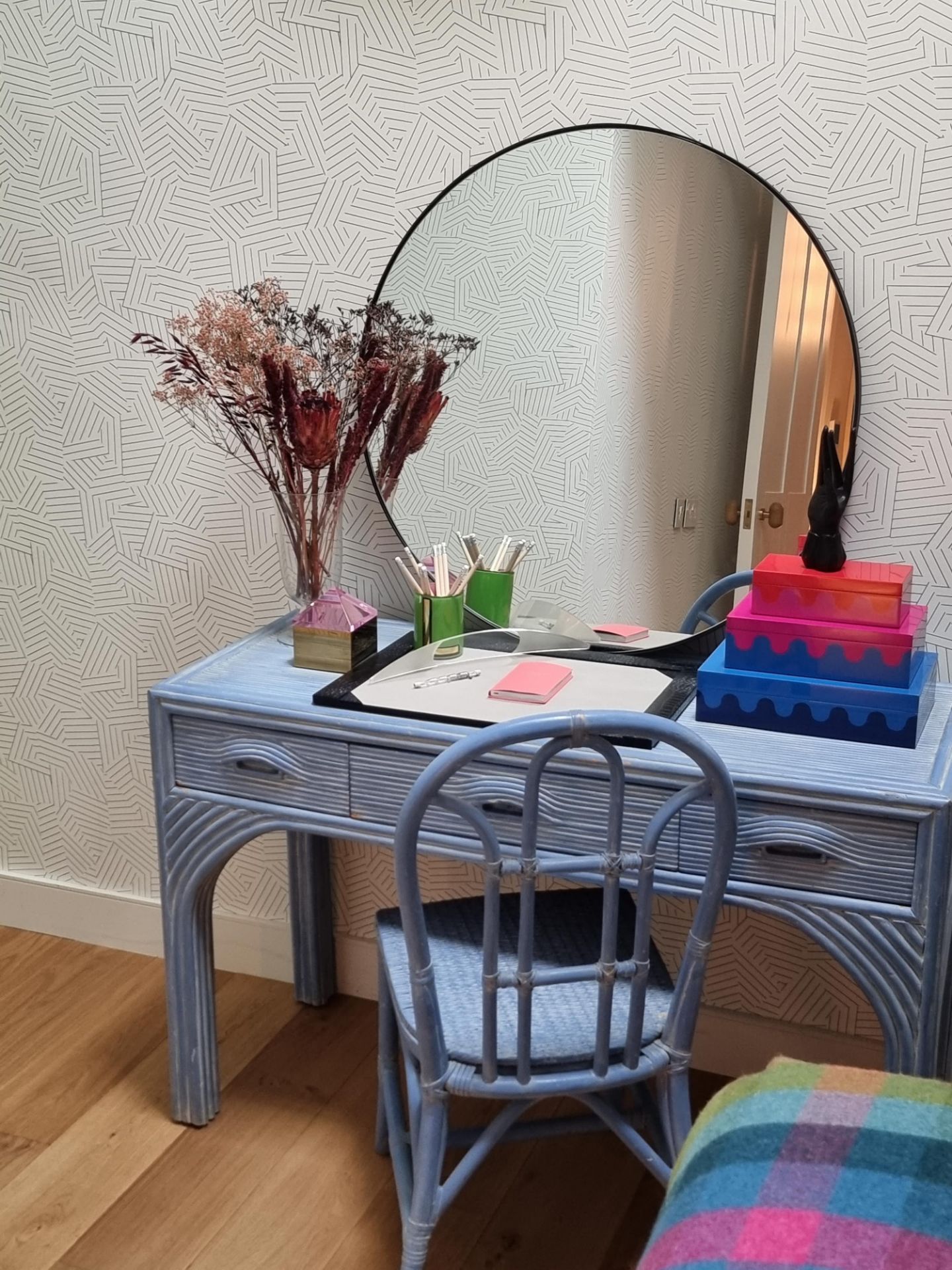 Hekman Style Desk This Vintage 1980s Hekman Style Desk Exudes Style With Its Distressed Blue And - Image 2 of 2