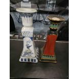 2 x Decorative Ceramic Candel Holders 22cm 23cm