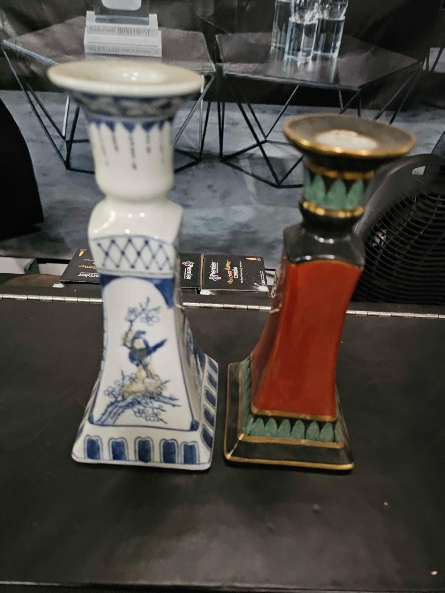 2 x Decorative Ceramic Candel Holders 22cm 23cm