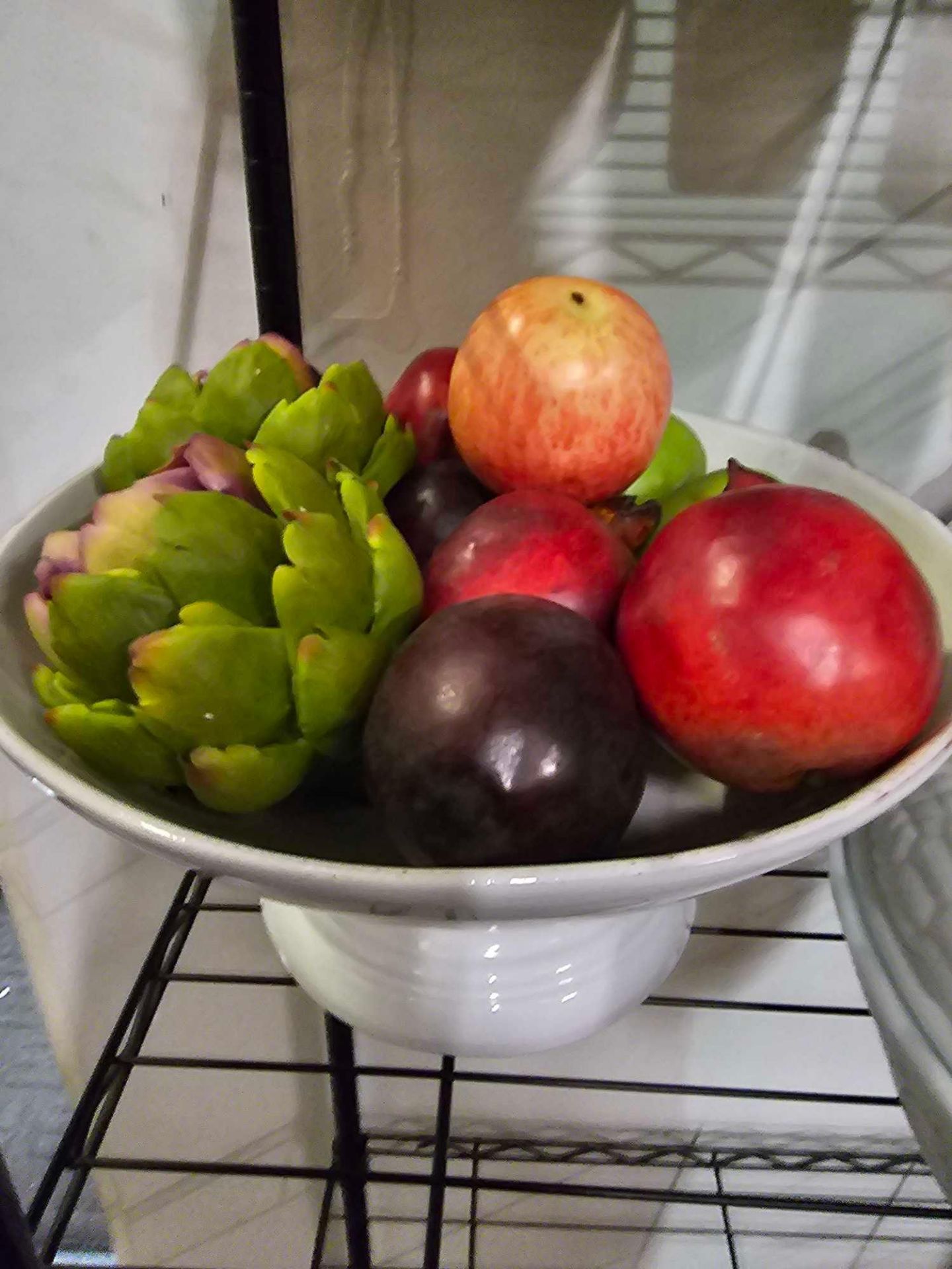 Decorative Objects To Include A White Foot Ceramic Bowl With Faux Fruit As Photographed, A Ceramic - Image 2 of 4