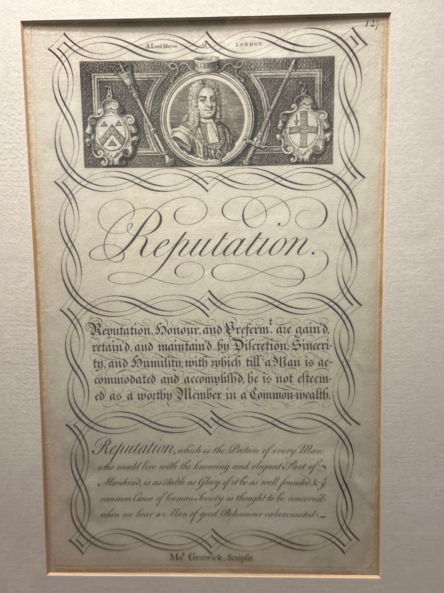 2 x Framed Prints (1) Wisdom George Bickham Universal Penman 1741 And (2) Reputation George - Image 2 of 5