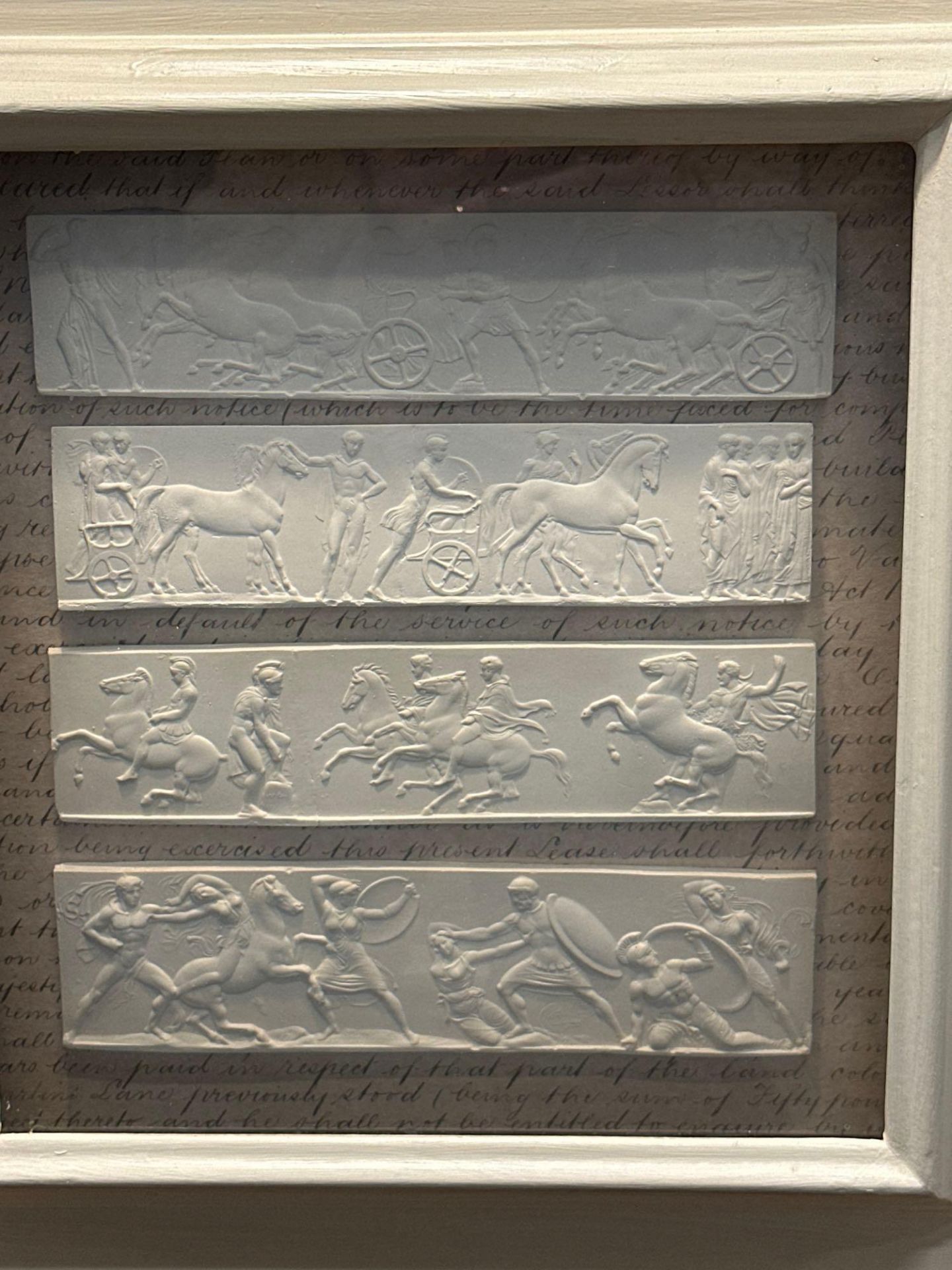 A Set of 4 x Framed Artwork of Plaster Relief Panels Depicting Friezes of The Parthenon 41 x 43cm ( - Image 3 of 5