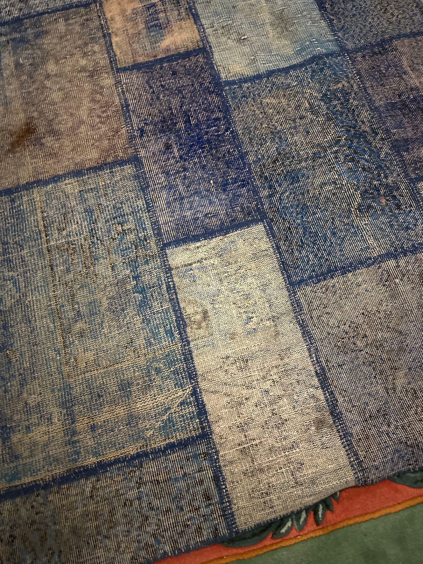 Multicolour Overdyed Patchwork Blue Patterned Rug 198 X 298 cm - Image 3 of 5