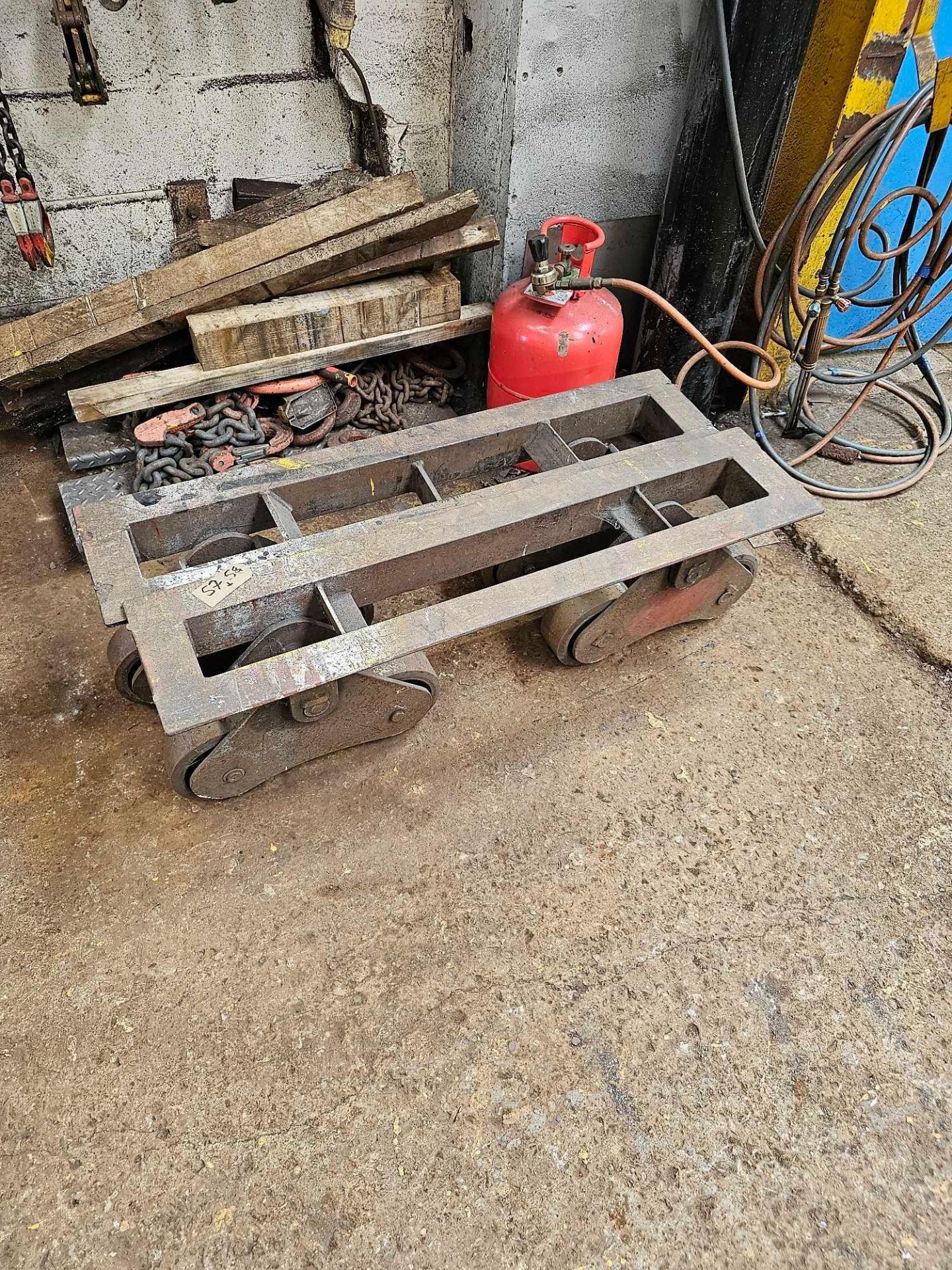 A Pair Of Cast Iron Roller Dolly Skates 120 x 27 x 38cm - Image 3 of 3