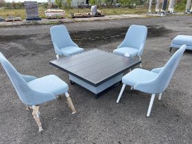 A167 Fabric Sinerstone Adjustable Table with 4 x Fabric Frosty Armchairs