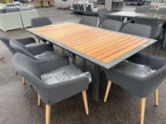 A110 Entesi 210 x 110cm Teak Table with 8 x Fabric Chairs