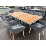 A110 Entesi 210 x 110cm Teak Table with 8 x Fabric Chairs