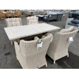 A90 Monterey Sandstone Rectangle Ceramic Table with 4 x Chedworth Armchairs