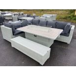 A8 Kingscote Cloud Modular Sofa with large firepit rectangular table and bench Transform your