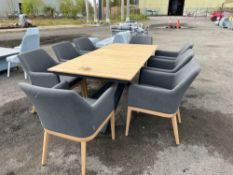 A168 Rectangle Teak Star Leg Table with 8 x St Lucia Style Chairs