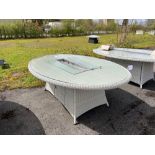 A162 Monterey 220 x 145 cm Elliptical Dining Firepit Table with Glass Top Dove Grey