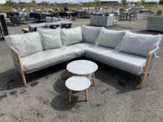 A98 Rope Grey Teak Leg Square Modular Sofa With Duo Coffee Table