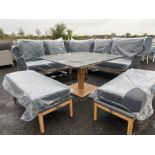 A45 Vogue Rope Modular Sofa with Square Piston Table and 2 x Benches Slate