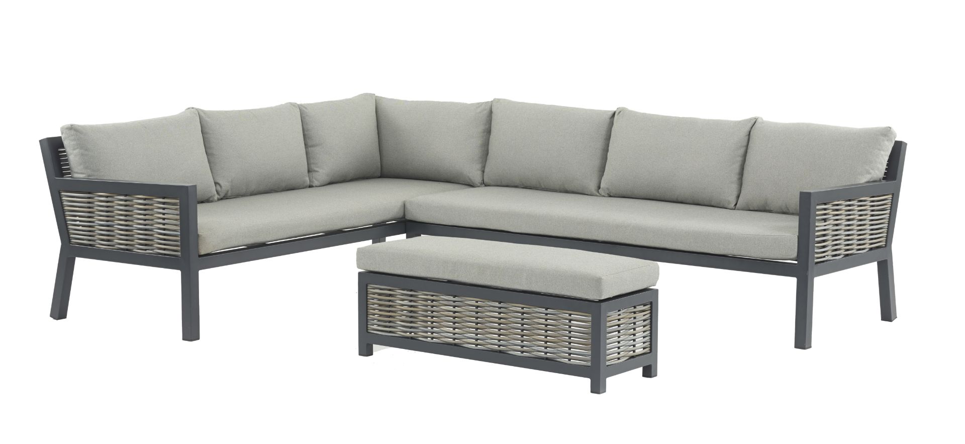Set A395 Portofino Wicker Rectangle Modular Sofa & Bench - Long Right
