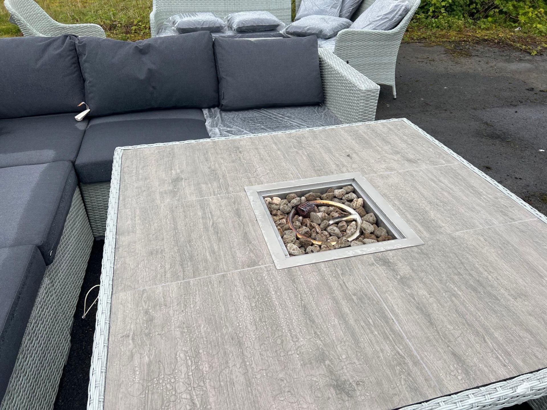 A21 Kingscote Cloud Modular Sofa with Square firepit table and 2 x benches