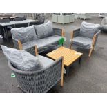 A118 2 Seat Grey Rope Sofa Set with Square wood coffee table
