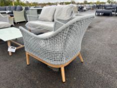 A440 Vogue Rope 2 Seat Sofa with 2 x sofa chairs and coffee table light grey