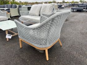 A40 Vogue Rope 2 Seat Sofa with 2 x sofa chairs and coffee table light grey The Bramblecrest Vogue