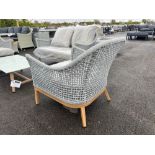 A440 Vogue Rope 2 Seat Sofa with 2 x sofa chairs and coffee table light grey