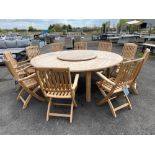 A103 Woodstock Teak Table With 10 x Beaufort Armchairs and Lazy Susan