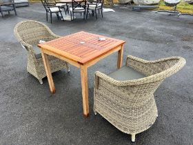 A139 Sahara Teak Table and 2 x Sahara Chairs Transform your outdoor dining experience with the