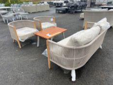 A171 Rope 2 Seat Sofa with 2 x Sofa Chairs with Coffee Table Sandstone