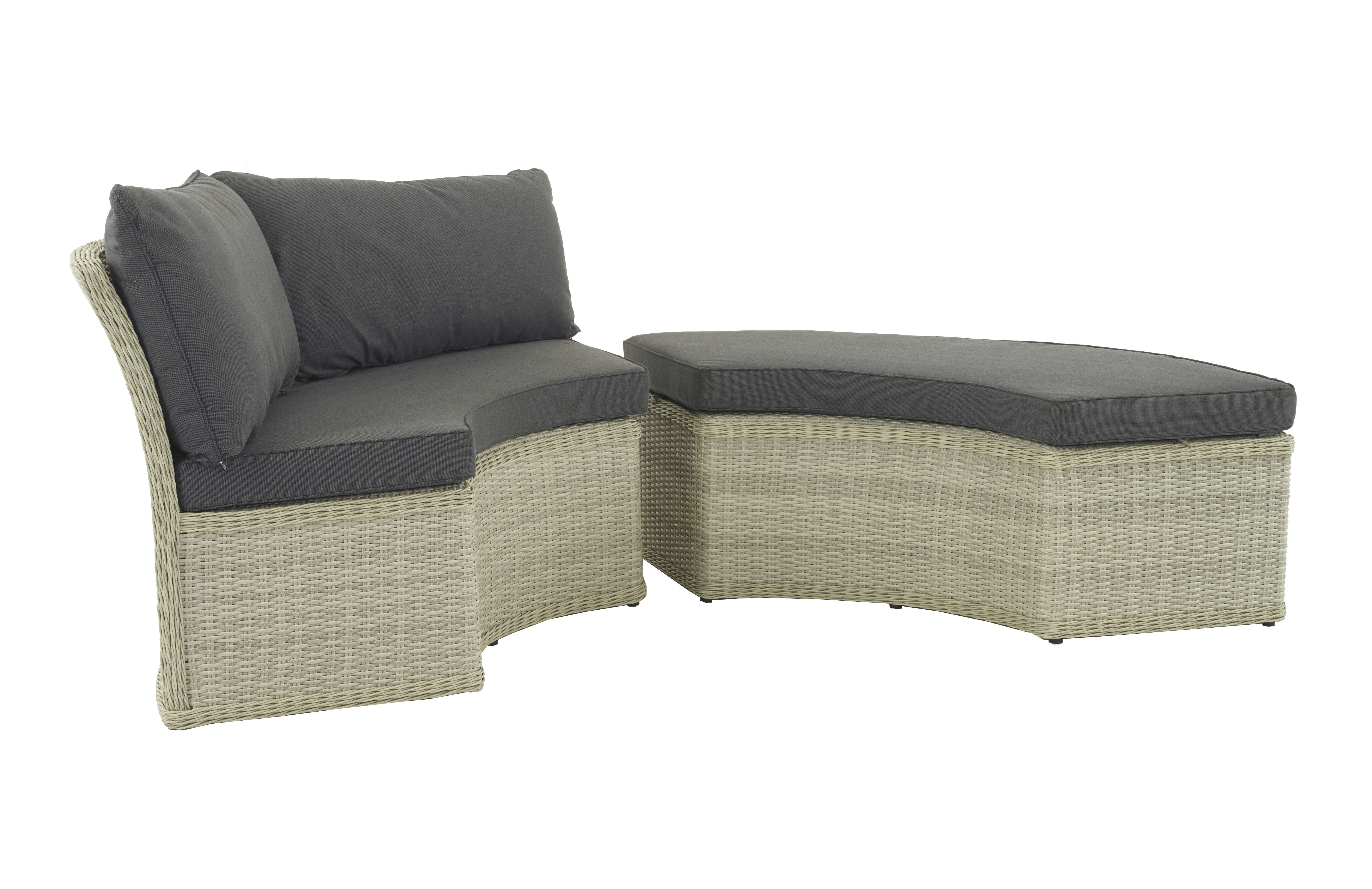 Set A504 Monterey Curved Sofa & Bench - Right (Dove Grey)