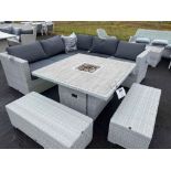 A21 Kingscote Cloud Modular Sofa with Square firepit table and 2 x benches   The Kingscote Cloud