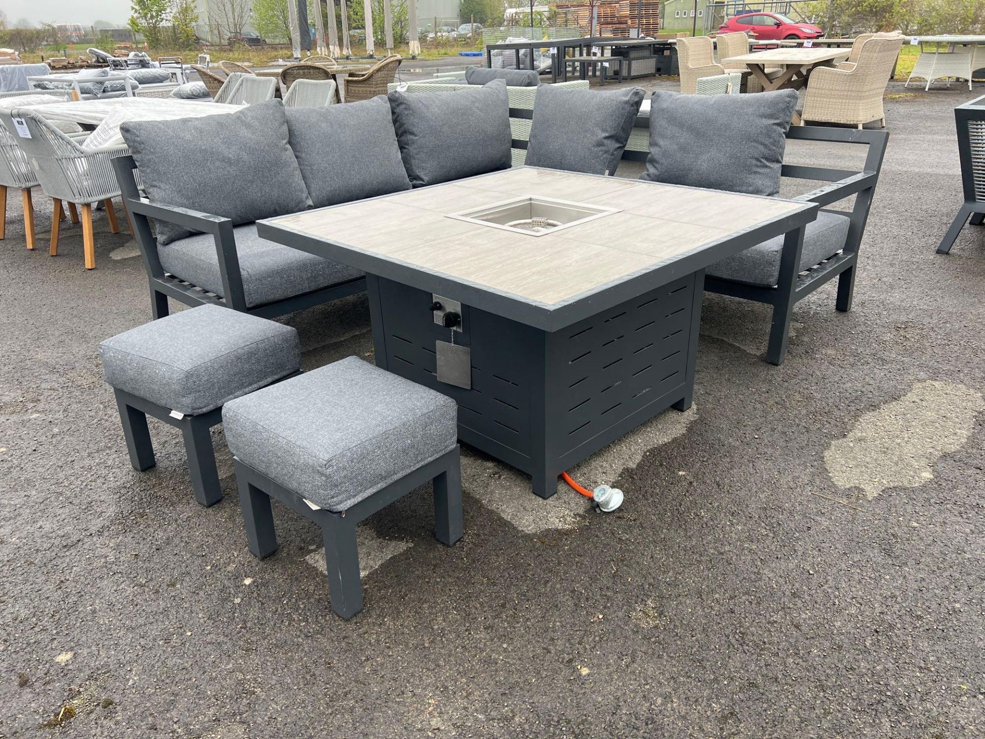 A106 Rochelle Mini Modular Sofa with Square Firepit Table and 2 x Stools