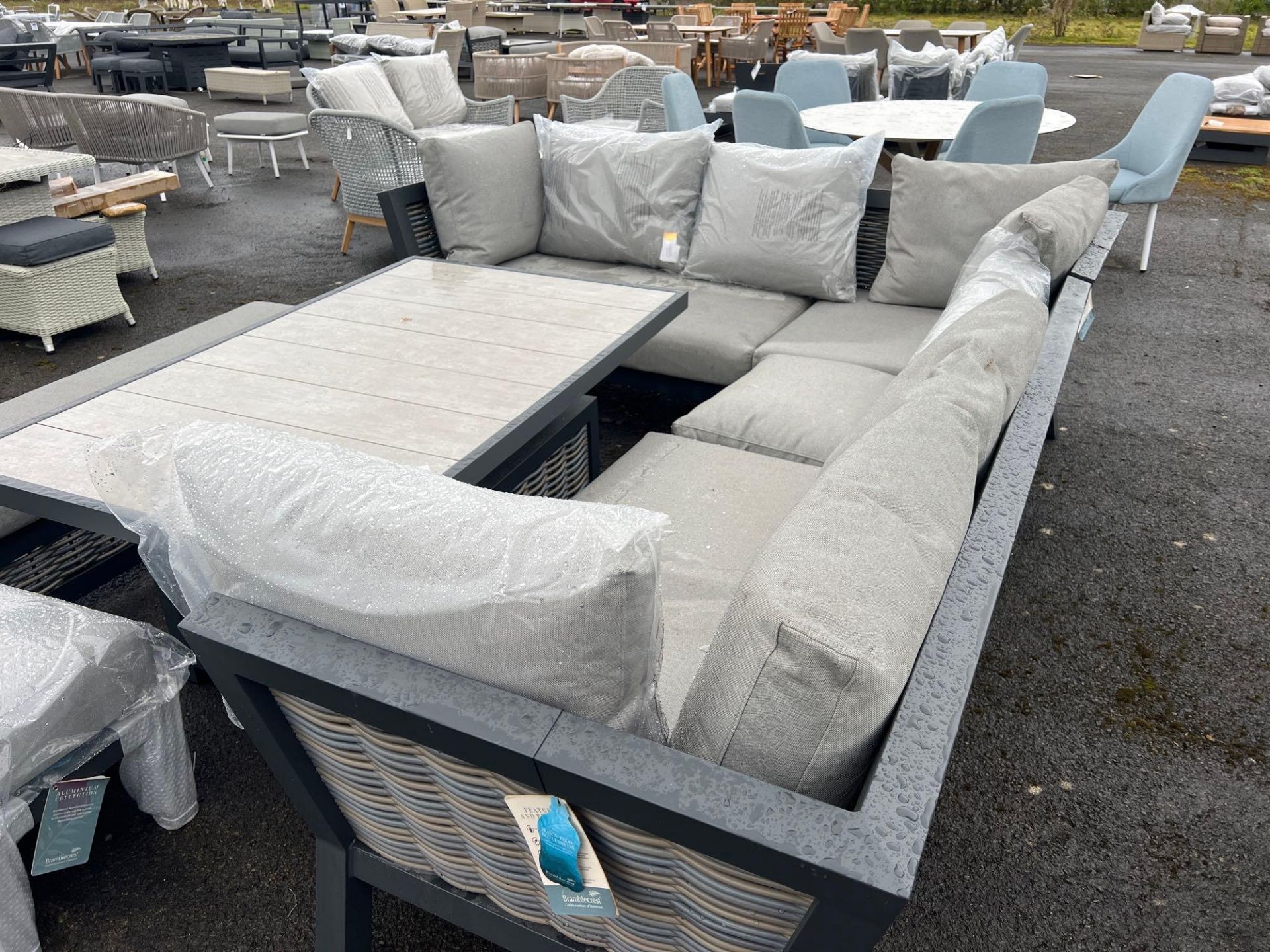 A41 Tuscan Modular Sofa with Portofino Rectangular Adjustable table stool and bench