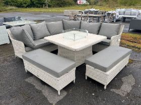 A27 Hampton Nutmeg Firepit Set Inspired by the latest trends in outdoor décor, the Hampton set