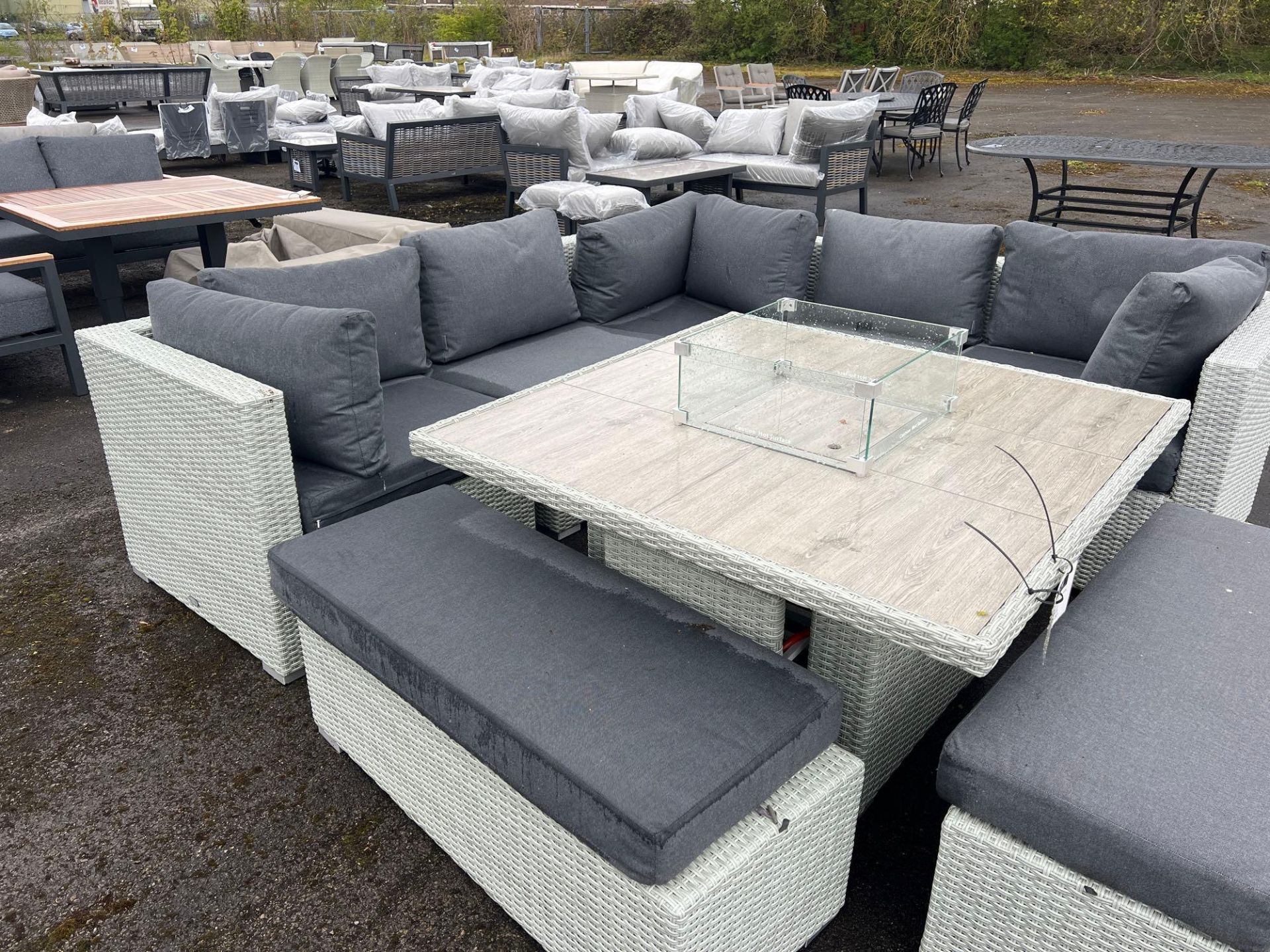A6 Kingscote Cloud Modular Sofa With Square Firepit Table and 2 x Benches