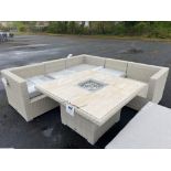 A125 Kingscote Nutmeg Modular Sofa With Square Firepit Table and Bench The Kingscote set features