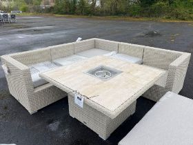 A125 Kingscote Nutmeg Modular Sofa With Square Firepit Table and Bench The Kingscote set features