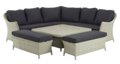 Set A577 Bramblecrest Square Modular Sofa w/ 2 Benches (No Table) - Grey