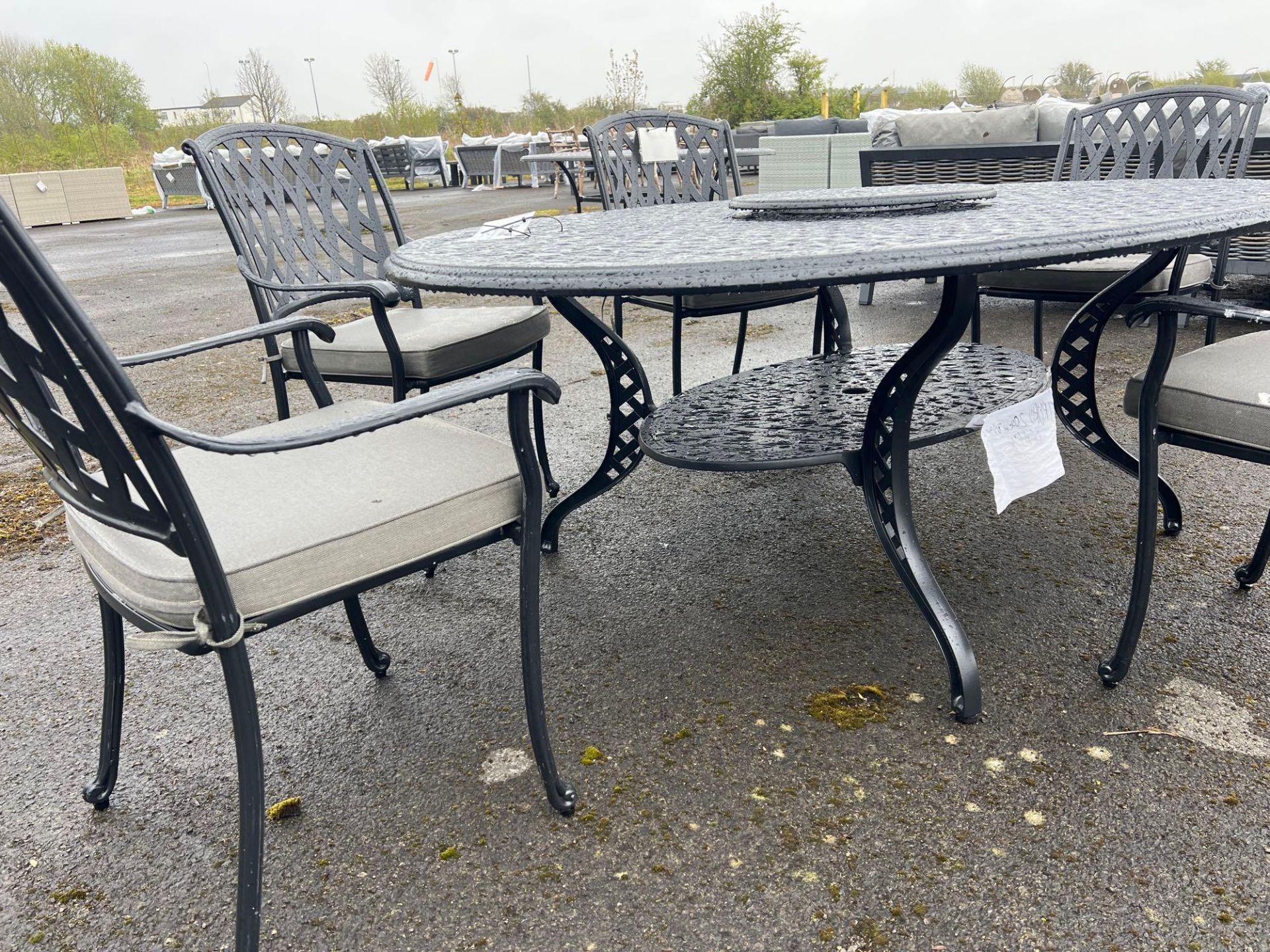 A43 Turin 196 x 147cm Elliptical Table With Lazy Susan and 5 x Chairs - Image 2 of 3