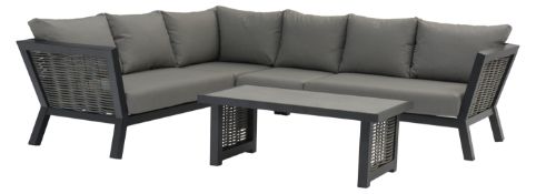 Set A404 Tuscan Wicker Rectangle Modular Sofa w/ Rectangle Coffee Table & Bench
