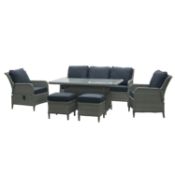 Set A436 Chester Reclining 3 Seater Sofa w/ 2 Sofa Reclining Chairs, Rectangle Adj, Table & 2