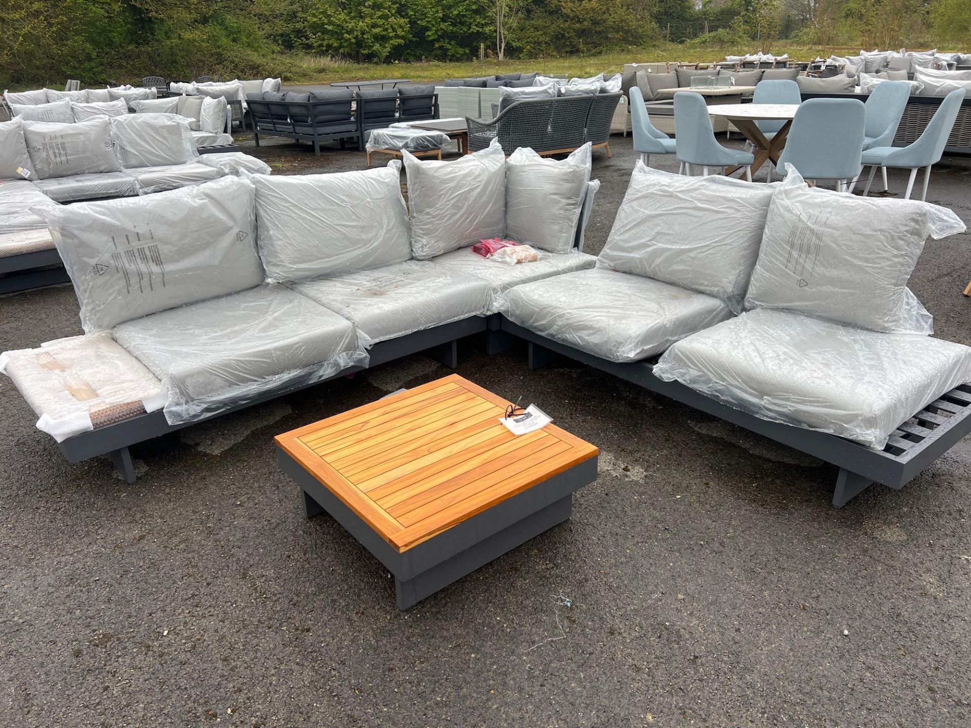 A54 Vilamoura Square Modular Set  with Square Coffee Table with Teak Top The Bramblecrest