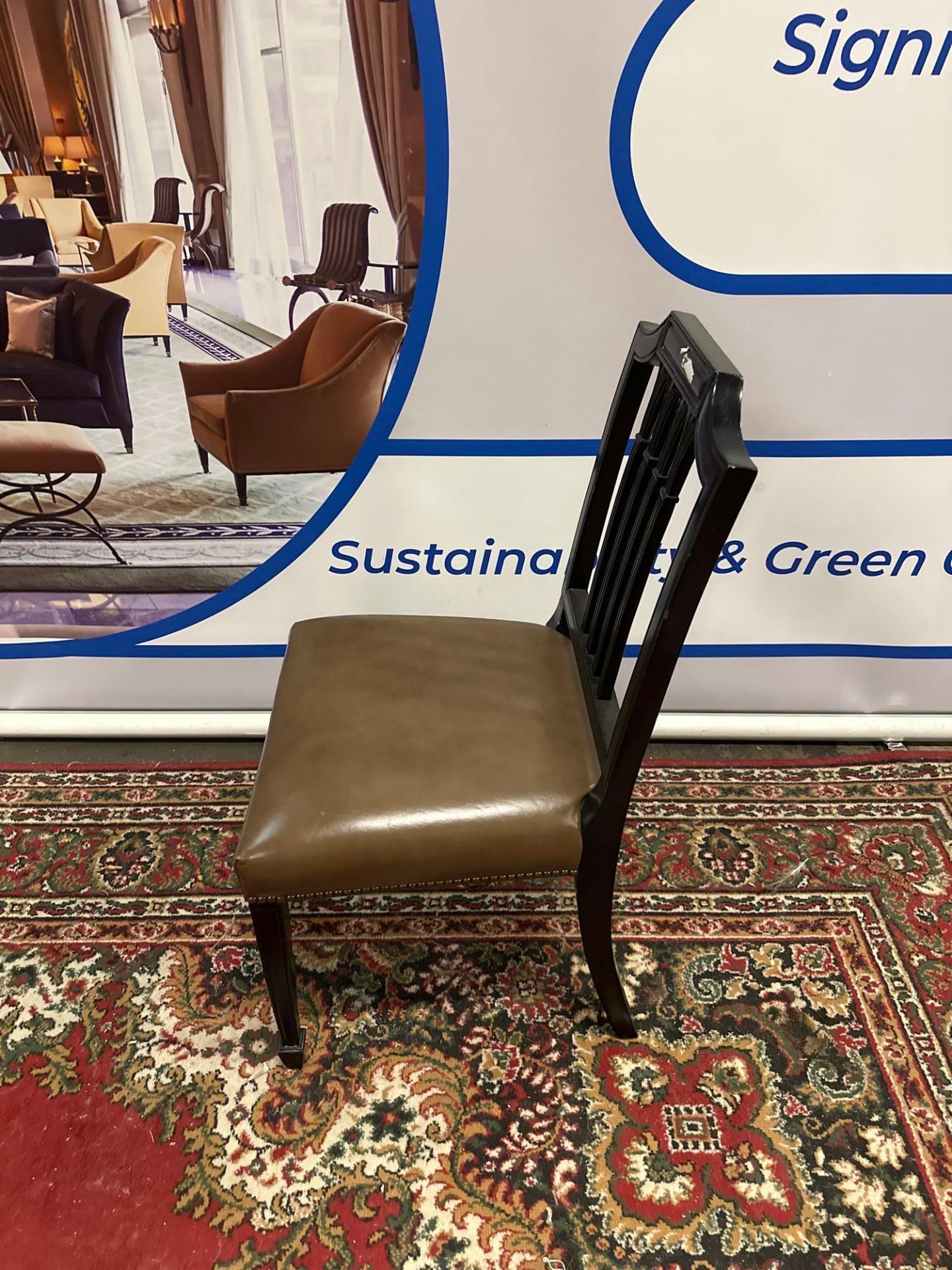 A Georgian Style Leather Side Chair Open Ribbon Carved Splat With Upholstered Seat Pad 42 x 46 x - Bild 3 aus 5