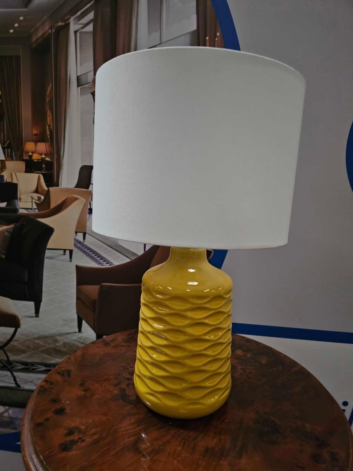 Annie Ceramic Table Lamp Mustard Yellow With A Ceramic Base And Fabric Lampshade, This Table Lamp - Image 2 of 3