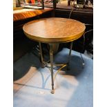 A Bronzed Metal Figured Mahogany Top Side Table Raised On Triform Base Terminating In Hairy Paw