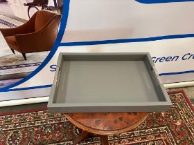 8 x Maxim World Grey Leather Serving Or Butler Tray With Silver Handles 46 x 30cm