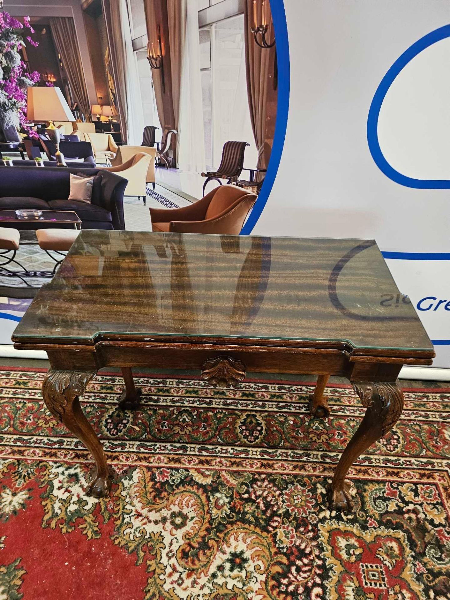 A George II Style Mahogany Tea Table With Central Drawer On Carved Acanthus Knees And Ball Claw Feet - Image 2 of 6