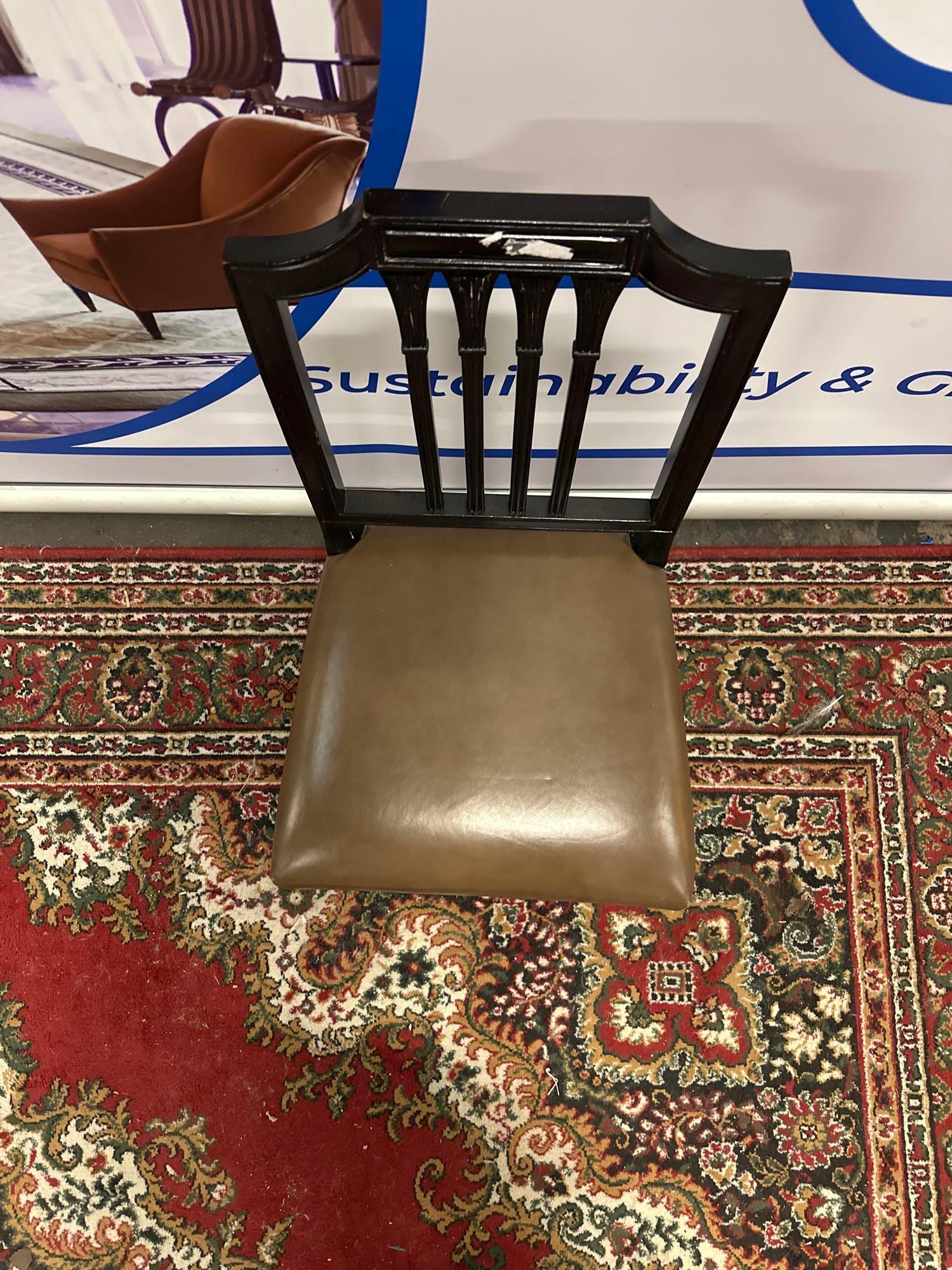 A Georgian Style Leather Side Chair Open Ribbon Carved Splat With Upholstered Seat Pad 42 x 46 x - Image 2 of 5