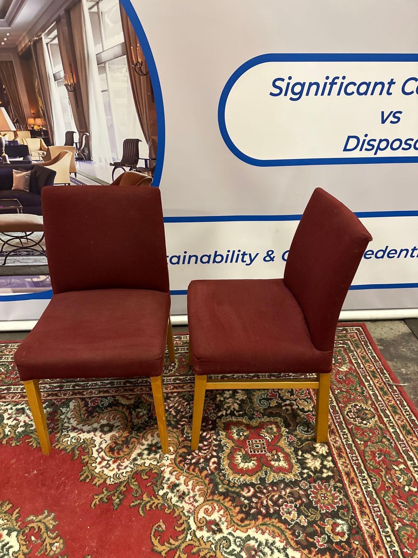 A Pair Of Upholstered Dining / Side Chairs On Light Oak Stain Legs 47 x 46 x 85cm - Image 3 of 5