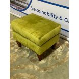 A Lime Green Footstool On Taper Round Legs 46 x 53 x 53cm